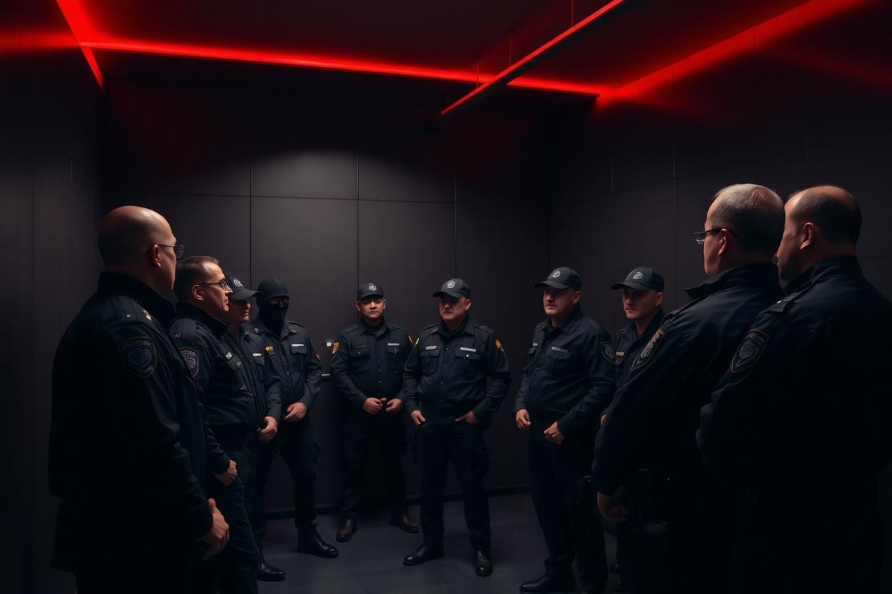 Security team briefing before deployment